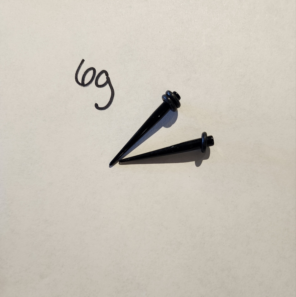 Black Taper Earrings,  6g